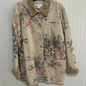Coldwater Creek Beige Floral Utility Jacket